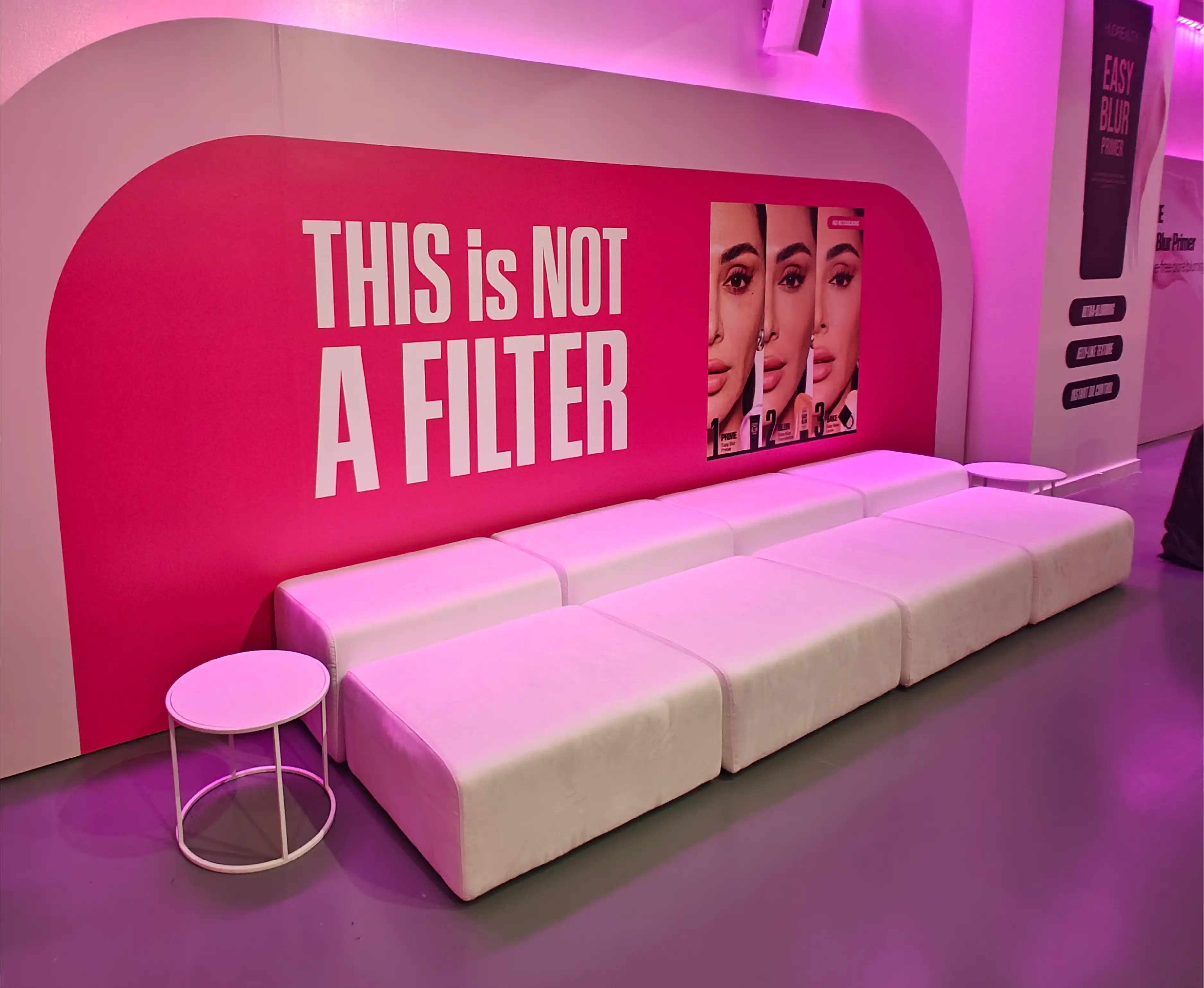 Huda Beauty Product Launch Wall Signage